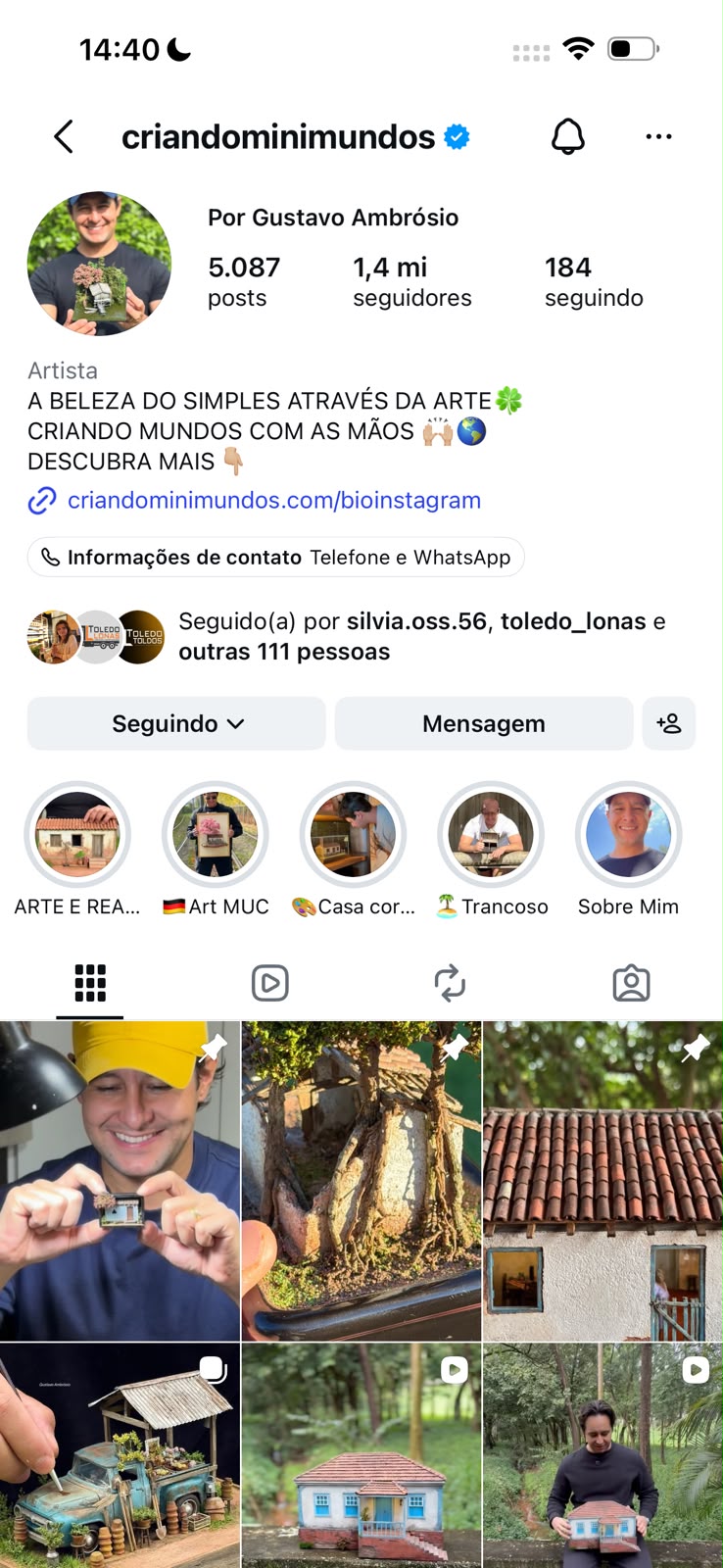 Instagram @criandominimundos, 1,4 milhão de seguidores